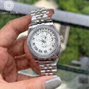 Reloj de Lujo Charm_Jewells de Acero Inoxidable con Caja Redonda de 36 mm, Cuarzo Analógico, Bisel con Diamantes, Moda Femenina - Product Image 2