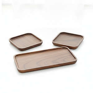 Juego de 3 bandejas de servir apilables de madera maciza premium, modernas, de lujo, ecológicas, aptas para lavavajillas, para uso en la cocina, té, café y comedor. - Product Image 3