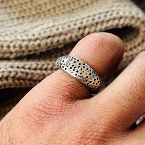 Anillo vintage chapado en plata 925, anillo geométrico con puntos, joyería de uso diario para mujer, anillo étnico tribal, anillo de plata oxidada - Product Image 4