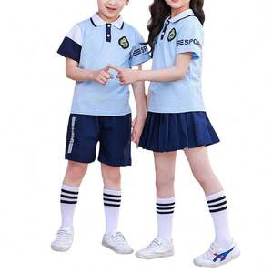 Uniforme Escolar de Verano para Niños, Camiseta Polo con Bloques de Color, Ropa Escolar Personalizada para Estudiantes de Jardín de Infancia y Primaria - Product Image 1