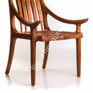 Luxury Handcrafted Solid Wood Dining Armchair Sculptural <b>Spindle</b> Back Mid-Century Modern Seat - Product Image 5