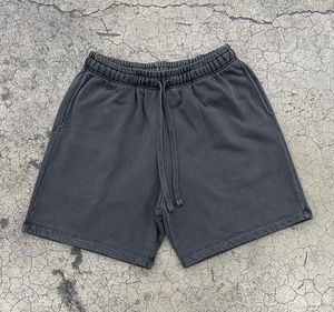 Shorts Bermuda en coton gris foncé pour homme, taille mi-haute, cordon élastique, décontracté, avec poches, tissu tricoté - Product Image 1