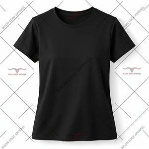 เสื้อยืดคอกลมผู้หญิงแบบเรียบง่าย ผ้าฝ้าย 100% สวมใส่สบาย ระบายอากาศได้ดี แขนสั้น แฟชั่นฤดูร้อน รับผลิตแบบ OEM ODM - Product Image 4