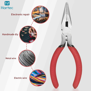 2 Pack Long <b>Needle</b> Nose Jewelry Pliers Precision Chain Nose Wire Bending Tool Set with Red Rubber Grips for Crafting - Product Image 5