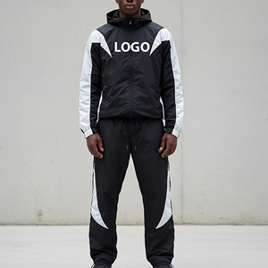 Survêtements en coton ample OEM avec logo personnalisé, ensemble 2 pièces en nylon imprimé bicolore pour l'hiver - Product Image 1