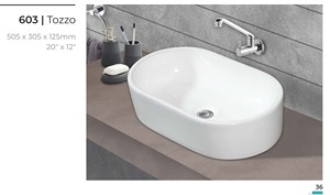 Lavabo Ovalado Blanco para Baño, Lavabo Moderno para Encimera, 505 x 305 x 125 mm - Product Image 4