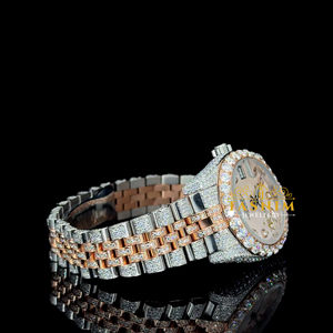 VVS Moissanite <b>Diamond</b> Business Fashion Coin Sport Quartz Analog <b>Watch</b> Men 41mm 20mm 2-Tone Gold Plated Stainless Steel Fully - Product Image 3