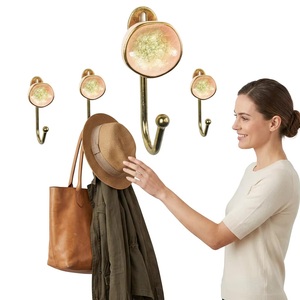 Moroccan Gold Hand-Painted Crackle Glaze <b>Ceramic</b> Coat Hook Wall Mounted Rails with Elegant <b>Knobs</b> - Product Image 3