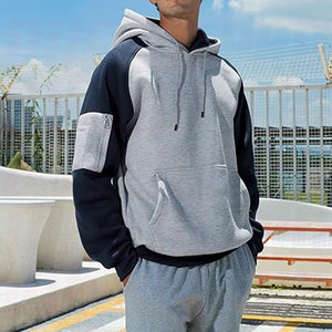Mens Pullover Hoodies Color Block Long Sleeve Fleece <b>Sweatshirts</b> Custom Logo 100% Polyester Warm Soft Hooded Apparel Kangaro - Product Image 4