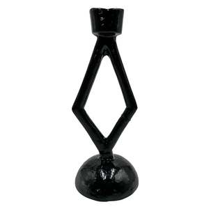 Black <b>Candlestick</b> Holder 8 Inch <b>Tall</b> Geometric Design for Home Decoration Durable Metal Finish - Product Image 6