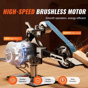 Levigatrice a Nastro a Velocità Variabile 550W, Lucidatrice 30 X 1 Pollice VFD con 2 Stampi per Levigatura - Product Image 1