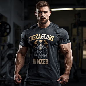 Bodybuilding T Shirt <b>Men</b> Gym Fitness Cotton <b>Stretch</b> Workout Tee Athletic Training Top with OEM ODM Customization - Product Image 1