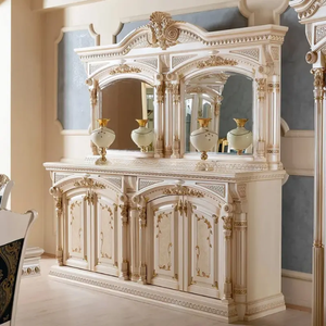 Elegante Juego de Comedor de Caoba Tallado a Mano con Diseño Real, Ecológico, con Detalles en Dorado Marfil, Muebles de Lujo para Apartamento, Hotel, Villa - Product Image 5