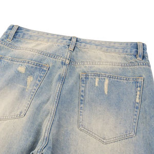 Pantalones Vaqueros Anchos de Hombre Personalizados de Alta Calidad, Estilo Vintage, Transpirables, Casuales, con Efecto Desgastado por el Sol y Dobladillo Rebordeado - Product Image 6