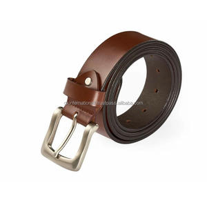 Ceinture décontractée en cuir de vachette brun de haute qualité, pour homme et femme, avec boucle à ardillon en laiton interchangeable, toutes tailles. - Product Image 1