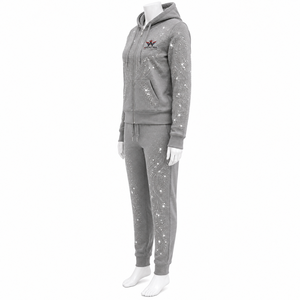 Survêtement en tissu orné de strass pour femme, veste zippée intégrale, pantalon à taille élastique, vêtements décontractés confortables et tendance - Product Image 3