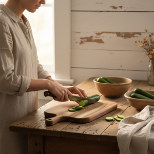Tabla de cortar de madera multiusos con asa |   Tabla de servir para cocina, para queso, charcutería, pan, frutas, aperitivos y preparación de alimentos - Product Image 3