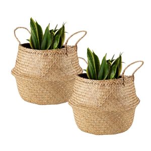 Cestas Decorativas Hechas a Mano de la Marca PHU HAO, Cestas de Paja Natural Tejidas, Organizador Natural para Juguetes, Mantas, Ropa, Recuerdos, Estilo Rústico - Product Image 1