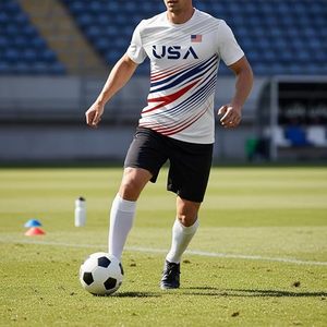 Camiseta Deportiva de la Selección Nacional de EE. UU., Manga Corta, Secado Rápido, Personalizable, de Poliéster con Diseño de la Bandera Americana - Product Image 4