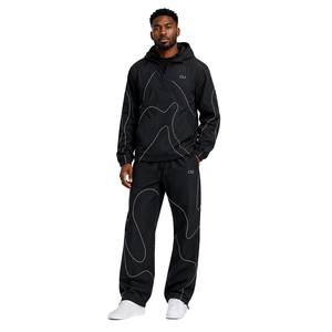 Survêtements coupe-vent personnalisés avec passepoil contrastant, légers, coupe-vent, à capuche, streetwear unisexe, veste et pantalon OEM ODM - Product Image 1