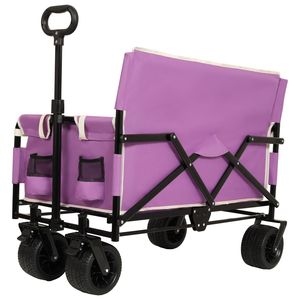Carrello Pieghevole 3-in-1 Convertibile, Carriola Multiuso per Ogni Terreno con Capacità di 227 kg, Sedile e Vano Portaoggetti per Campeggio - Product Image 4