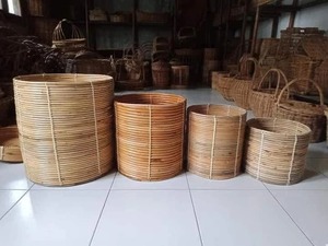Ensemble de 5 paniers ronds en rotin faits à la main, paniers de rangement en rotin naturel, modernes et multifonctionnels, fabriqués au Vietnam - Product Image 3