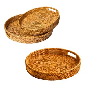Panier/Plateau en Rotin PHU HAO Fait Main Écologique avec Poignées – Décoration Maison Gain de Place – Rangement Cuisine – Plateau de Service - Product Image 1