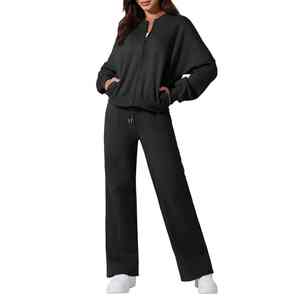 Chándales de invierno personalizados para mujer Chándal de diseñador de peso pesado con manga larga con capucha y pantalón acampanado - Product Image 3