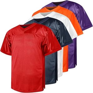 Maillot de football en mesh à col en V, manches courtes, léger, en polyester, t-shirt de sport en marron, orange, blanc, bleu marine, vert - Product Image 2