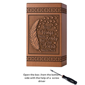 Engraved Rosewood Wing Urn: Pet/Human Ashes Keepsake Custom Memorial urn Memorial Keepsake by AYAANS - Product Image 6
