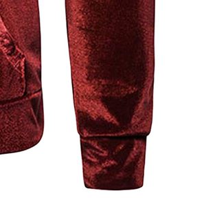 Men's Velvet Zip-Up <b>Hoodie</b> Solid Color Casual Hooded Sweatshirt Regular Fit Winter Knitted Long Sleeve <b>Red</b> color breathable fits - Product Image 4