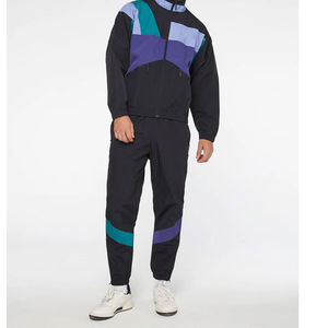 Custom 100% Cotton Winter <b>Windbreaker</b> Track Suits Men Women Vintage Two Piece Jogging Set <b>Black</b> Full Zip Breathable Sport Top - Product Image 3