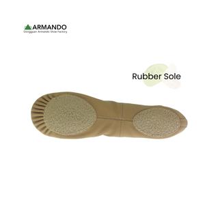 รองเท้าบัลเลต์พื้นยางแยกส่วนหนังแท้ OEM รับทำโลโก้และฉลากส่วนตัว - Product Image 1