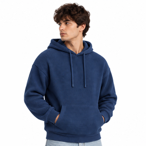 Sweat à capuche thermique en maille gaufrée pour homme, pull décontracté à manches longues pour l'hiver, streetwear personnalisé, vente en gros de vêtements - Product Image 1