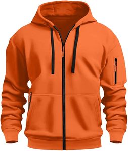 Men's Everyday Full <b>Zip</b> <b>Hooded</b> Sweatshirt Soft Comfortable Cotton Hoodie with Adjustable Hood Front Pockets and Modern Casual - Product Image 4