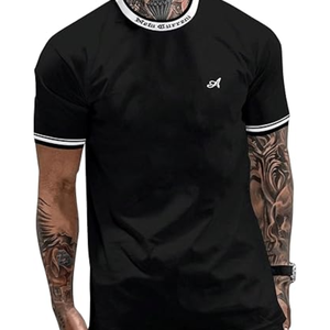 Camiseta gráfica con números para hombre, camiseta de verano de manga corta con ribete a rayas, estilo Y2K, ropa de calle - Product Image 5