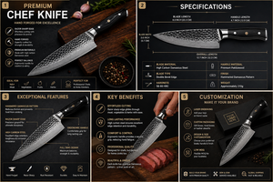 Couteau de chef en acier Damas forgé à la main de qualité supérieure, couteau de cuisine en acier à haute teneur en carbone, logo personnalisé OEM, couteau de cuisine professionnel - Product Image 3