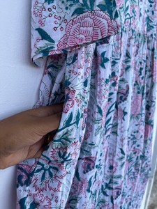 Femmes filles imprimé pur coton Maxi robe indien bloc imprimé décontracté été soirée à la mode en gros longue Midi en vrac - Product Image 4