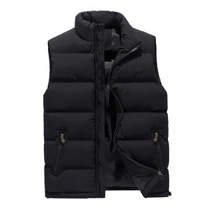 Chaleco de Plumón Acolchado Negro con Cuello Alto y Bolsillos con Cremallera para Hombre, Personalizable con Logotipo, para Otoño e Invierno - Product Image 3