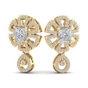 REYES Venta Directa de Fábrica, Pendientes Colgantes de Oro Sólido de 14K con Moissanita para Mujer, Exquisito Regalo de Aniversario de Bodas, Joyería - Product Image 6