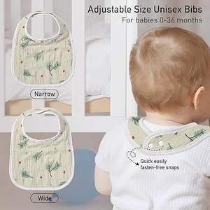 Bavoirs en mousseline de bambou 100% biologique - Doux, absorbants, protège-bave pour bébé, réglables, 0-24 mois - Product Image 3