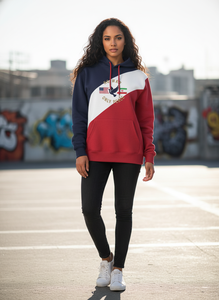 Sweat à capuche pour homme en polaire, coupe régulière, style color block, avec motifs 'Peace' et 'No War' imprimés, décontracté pour l'automne - Product Image 4