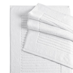 White Cotton Bath <b>Mat</b> Rectangle Non-Slip Rubber Backing Classic Woven Home Use - Product Image 2