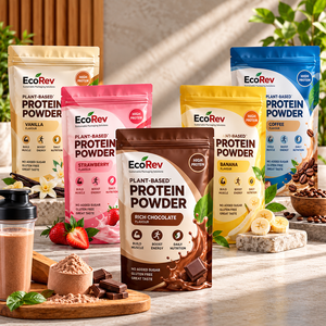 ถุงพลาสติกใส่อาหารแบบมีพวยกา ป้องกันความชื้น ผลิตจากวัสดุ PE ยี่ห้อ EcoRev พร้อมโลโก้สั่งทำพิเศษ พิมพ์ลายซิลค์สกรีนตามแบบที่ต้องการ - Product Image 1