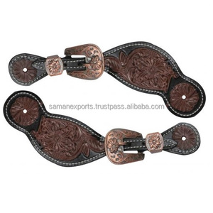 Correa de espuela hecha a mano personalizada de alta calidad, trabajo de tallado de cuero duradero al por mayor del proveedor del fabricante Saman Exports - Product Image 2