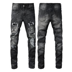 Pantalon noir tendance streetwear, fabrication OEM, vente en gros, jean baggy à jambes larges pour hommes, sur mesure - Product Image 1