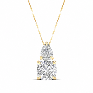 Vaayu Jewels Pear Cut & <b>Cushion</b> Cut In Yellow Gold Classic Style IGI Certified For Women's Engagement - Product Image 1