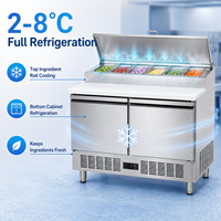 Table de préparation de salades et sandwichs commerciale à 2 portes, réfrigérateur en acier inoxydable Saladette avec bacs GN