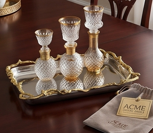 Artisanal ACME METAL INDIA Polished Silver <b>Serving</b> <b>Tray</b> With <b>Gold</b> Twisted Edge Elegant Rectangular Design For Residential Use - Product Image 3