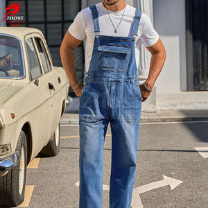 Comfortable Regular Fit <b>Men</b> Jeans <b>Overall</b> Breathable Adjustable Shoulder Buckles Utility Pocket Casual Outfit - Product Image 3